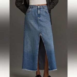 Anthropologie The Madi Front-Slit Denim Skirt by Pilcro